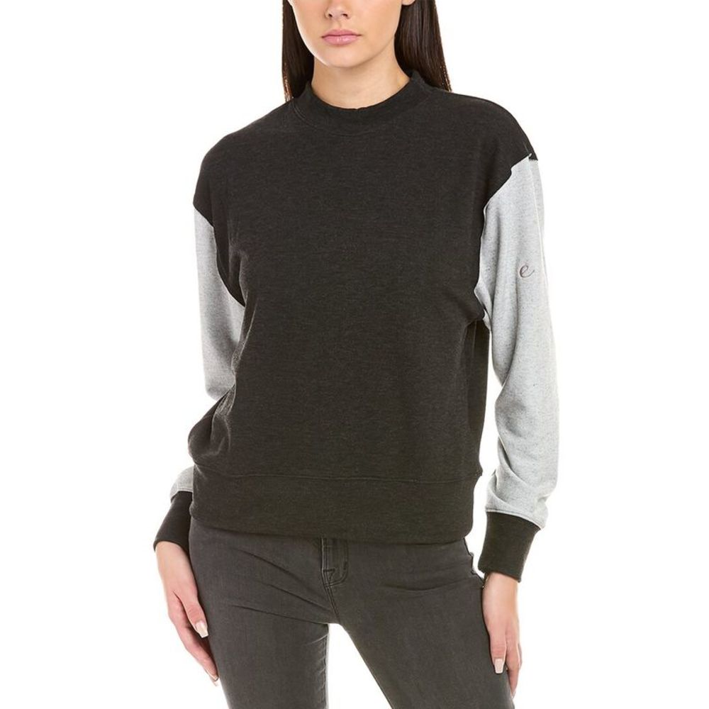 Women's Black and Gray Crew Neck Sweater
